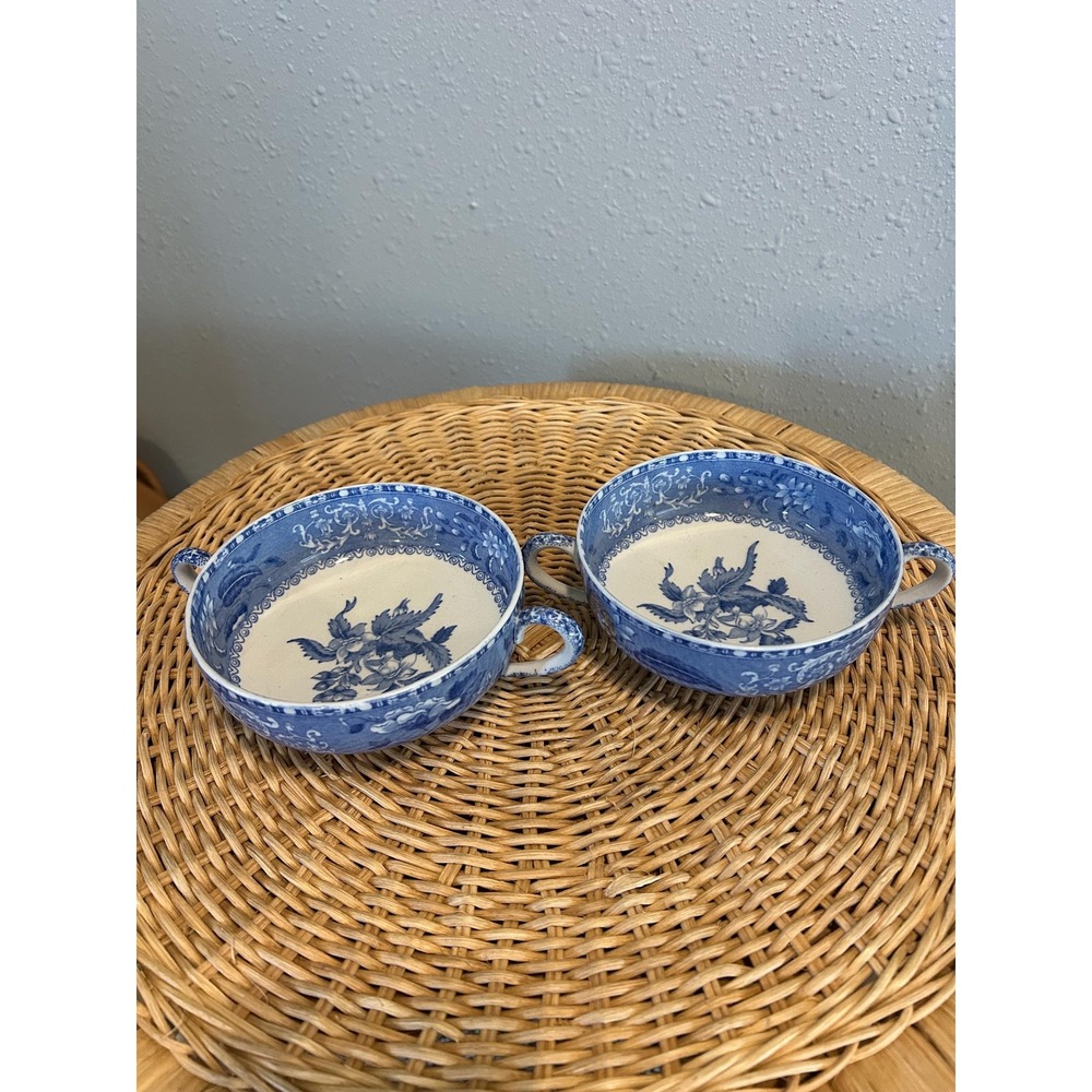 Vintage Spode Copeland Camilla Oversized Cream Soup Bowls Teacup Double Handle